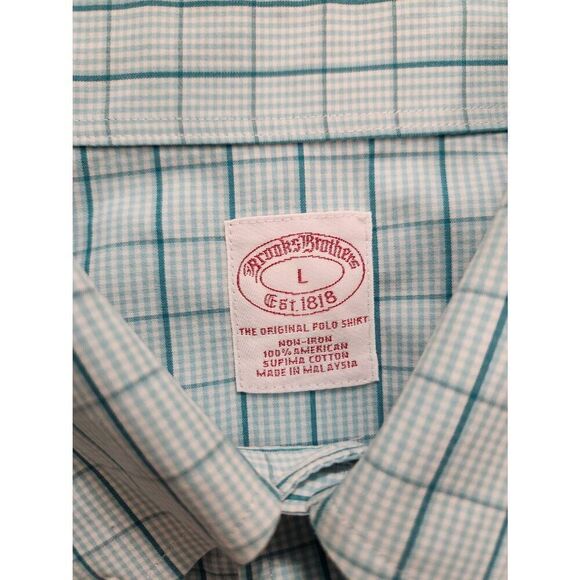 Brooks Brothers plaid men's Large supima cotton button up with chest pocket - Picture 2 of 8